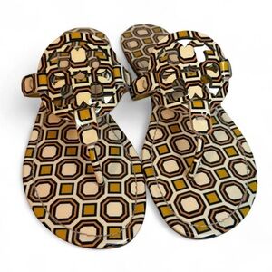 Tory Burch Miller Patent Sandals Geometric Print Women’s Size 9, EUC